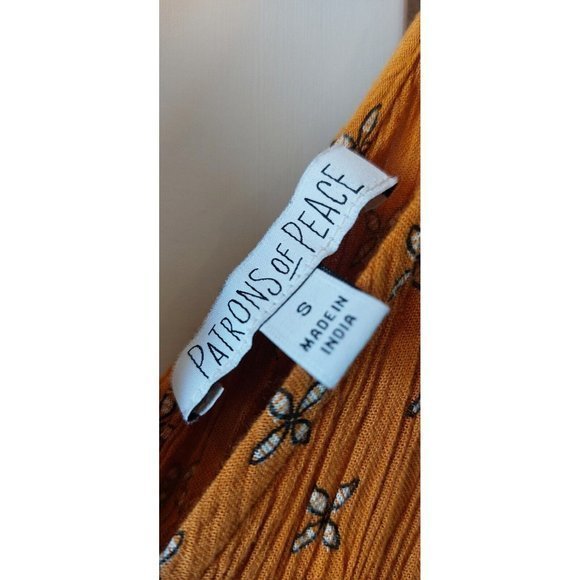 Patrons of Peace Womens Yellow Mustard Flutter Sleeve Jumpsuit Size S Back Tie - Picture 3 of 11